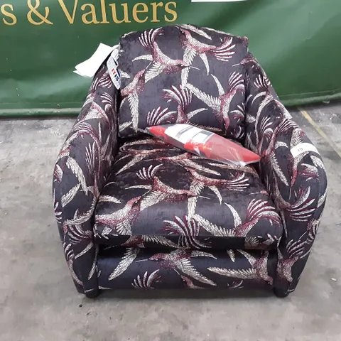 QUALITY BRITISH MANUFACTURED DESIGNER THE LOUNGE CO. LORRIE GEORGE CHAIR LOR148 PARADISE BIRD MULBERRY /WSW0