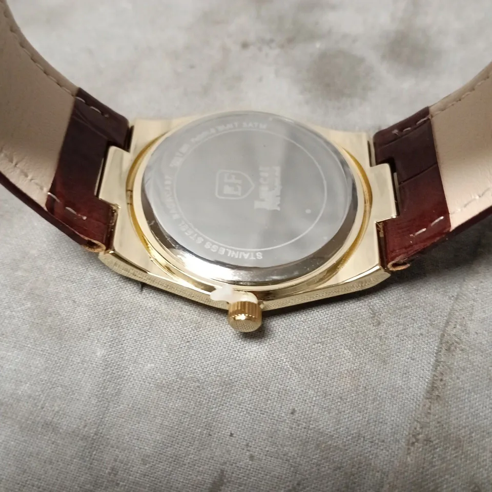 ERNEST FERDINAND WATCH – DAY DATE CALENDAR DIAL – LEATHER STRAP – 3ATM WATER RESISTANT - GIFT BOX