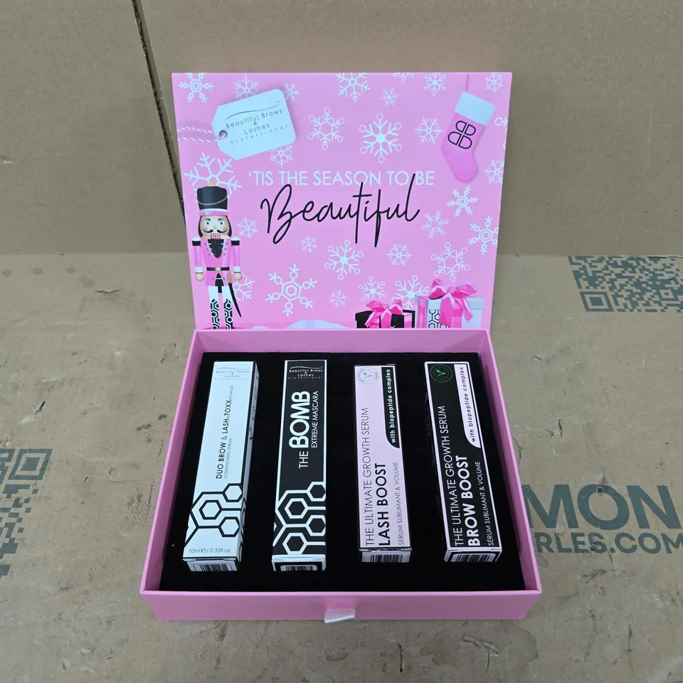 BOXED BEAUTIFUL BROWS & LASHES TIS THE SEASON TO BE BEAUTIFUL 4PC GIFT SET