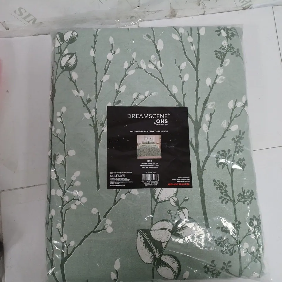 DREAMSCENE WILLOW BRANCH DUVET SET SAGE KING