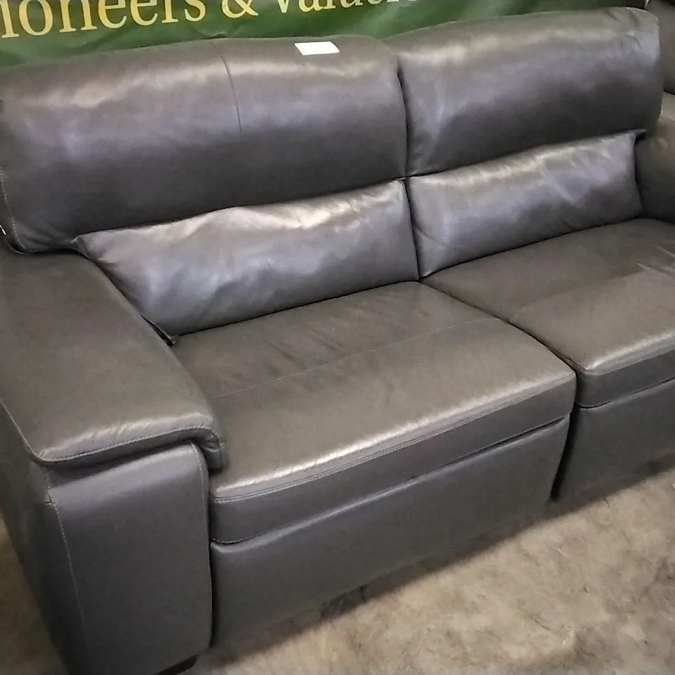 QUALITY ITALIAN DESIGNER GRADO POWER RECLINER LARGE SOFA IN CHARCOAL GREY LEATHER 