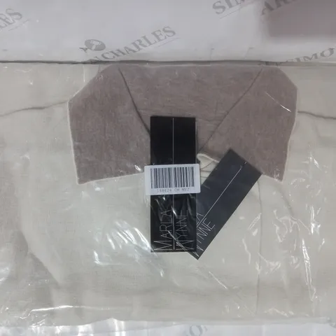 MARLA WYNNE DOUBLE FACE PONCHO WITH POCKETS IN IVORY/TAUPE - SIZE 2X/3X