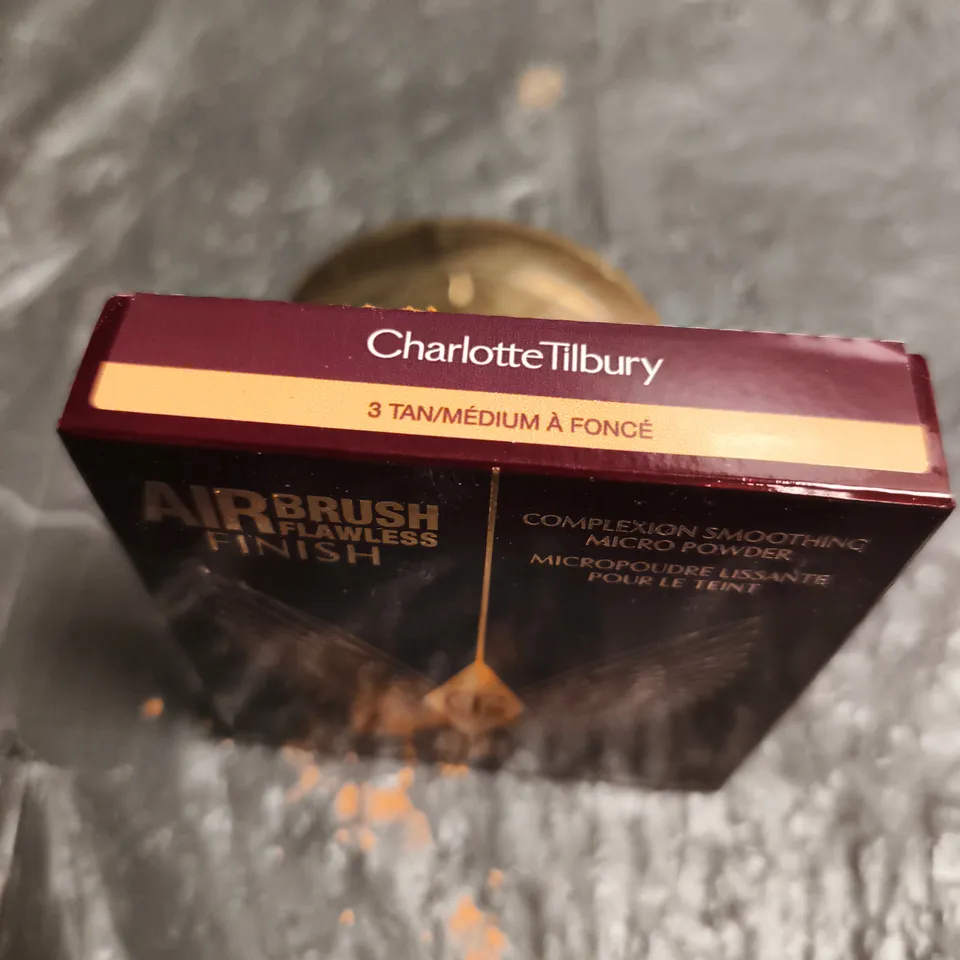 CHARLOTTE TILBURY AIRBRUSH FLAWLESS FINISH MICRO POWDER – SHADE 3 TAN (MEDIUM TO DEEP) – BOXED