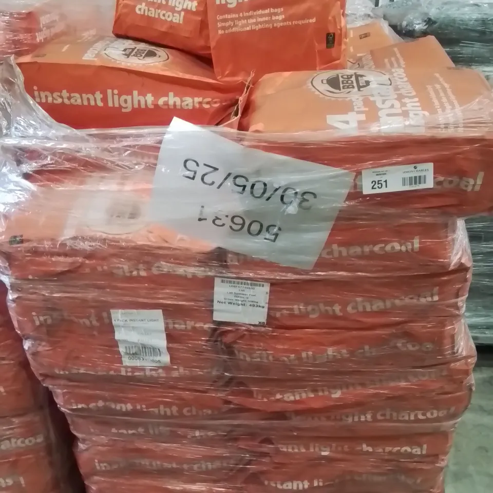 PALLET CONTAINING APPROXIMATELY 100 BRAND NEW 4 PACK INSTANT LIGHT CHARCOAL BAGS
