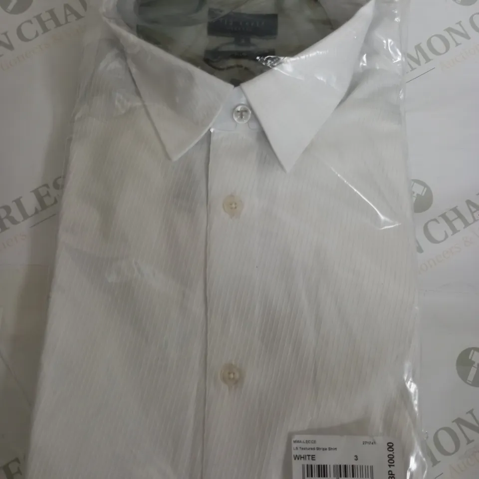 TED BAKER LS TEXTURED STRIPE SHIRT IN WHTE - SIZE 3