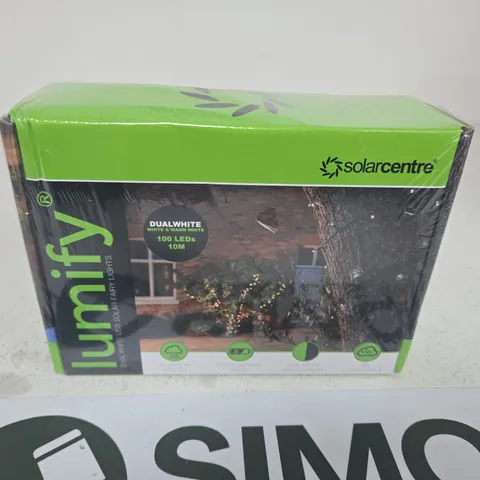 LUMIFY 100 LED DUAL WHITE SOLAR FAIRY LIGHTS – 10M (BOXED) BY SOLARCENTRE