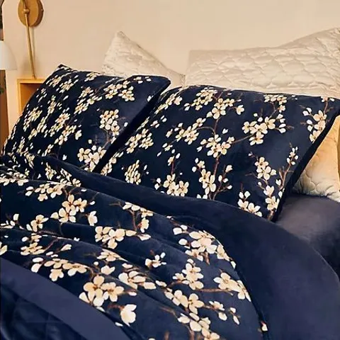 COZEE HOME VELVETSOFT CHERRY BLOSSOM 4 PIECE DUVET SET NAVY DOUBLE