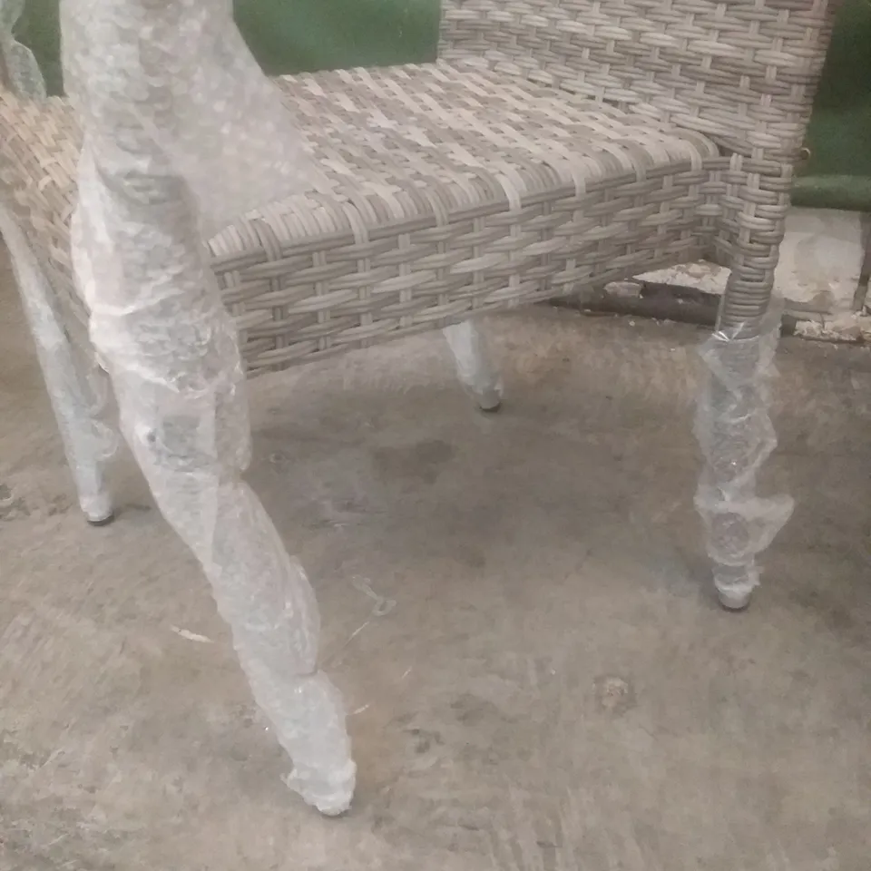 X2 RATTAN EFFECT GARDEN ARMCHAIRS GREY