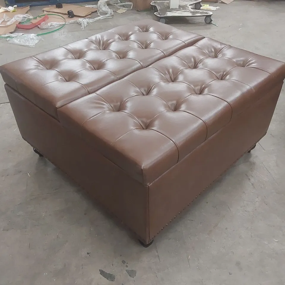 LIVING AND HOME FAUX LEATHER STORAGE FOOTSTOOL