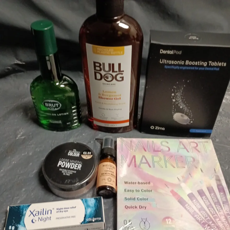 APPROXIMATELY 15 ASSORTED HEALTH & BEAUTY PRODUCTS TO INCLUDE BULL DOG SHOWER GEL, BRUT LOTION, NAIL ART MARKERS ETC 