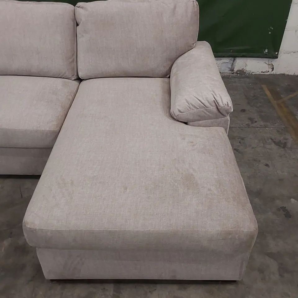 DESIGNER AMALFI FABRIC UPHOLSTERED CORNER CHAISE SOFA - BEIGE 