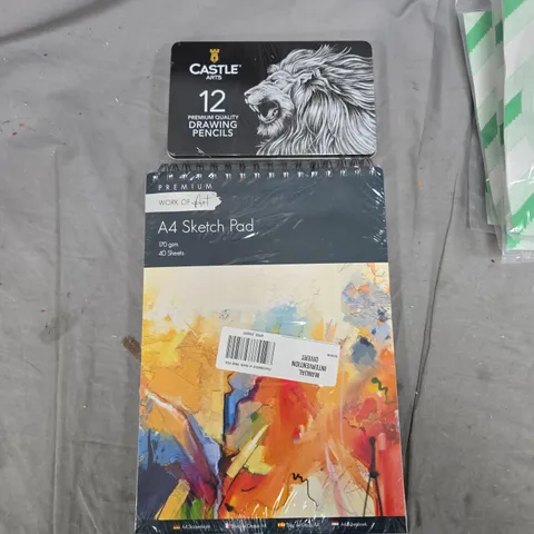 CASTLE ARTS 12 PREMIUM QUALITY DRAWING PENCILS TIN + A4 SKETCH PAD (40 SHEETS)