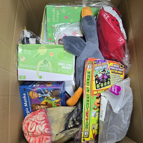 LARGE QUANTITY OF ASSORTED TOYS AND GAMES TO INCLUDE - TEDDIES, FANCY DRESS AND HALLOWEEN MASKS