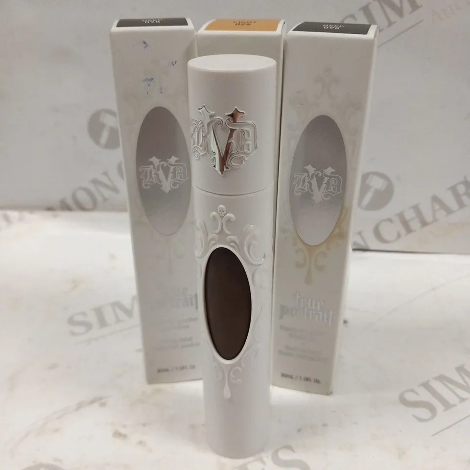 APPROXIMATELY 7 ASSORTED KAT VON D TRUE PORTRAIT LIQUID TO POWDER FOUNDATIONS