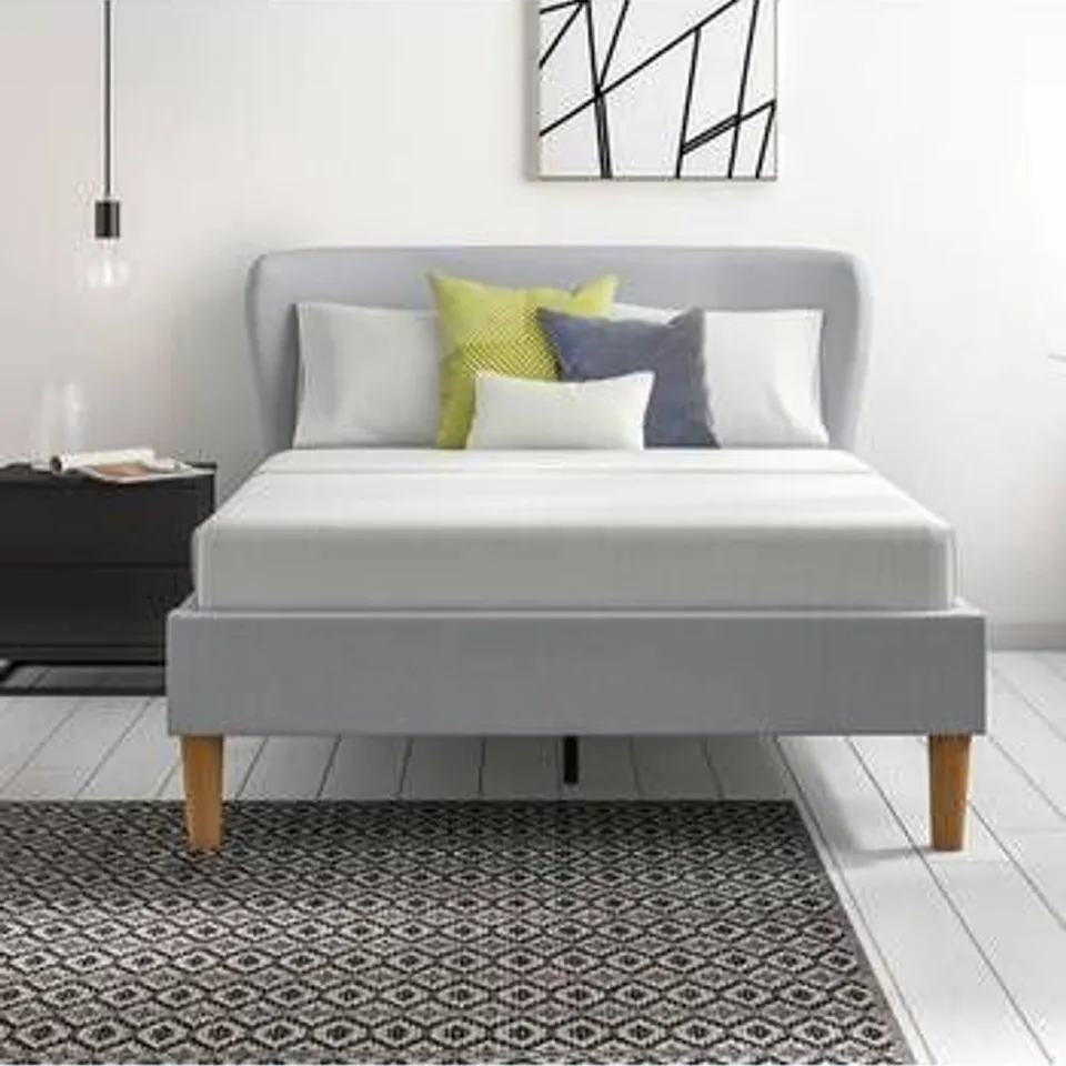 BOXED ISLA UPHOLSTERED BED FRAME DOUBLE - GREY (3 BOXES)