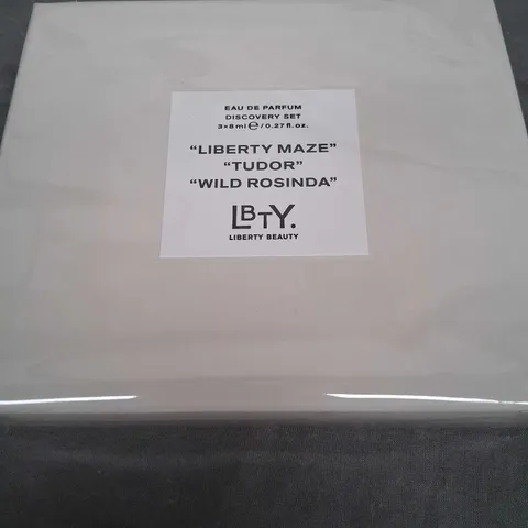 BOXED AND SEALED EAU DE PARFUM DISCOVERY SET LIBERTY MAZE, TUDOR, WILD ROSINDA