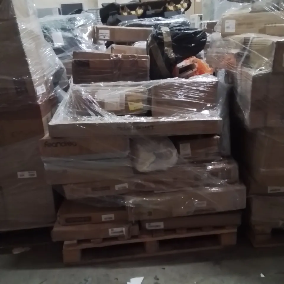 PALLET OF ASSORTED HOUSEHOLD GOODS AND PRODUCTS TO INCLUDE;STORAGE OTTOMAN,MIRROR CABINET,SHOE RACK