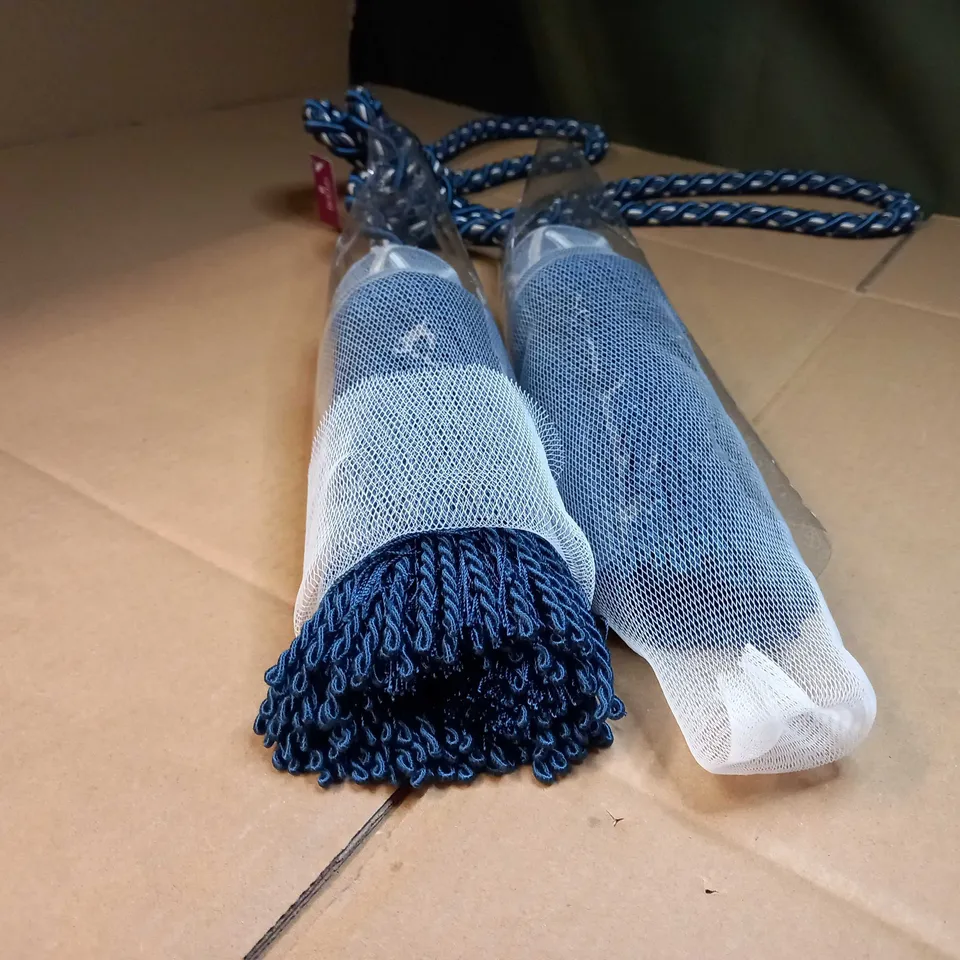 DESIGNER BLUE/SILVER SOLID STYLISH CURTAIN TIES