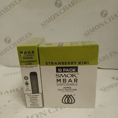 BOXED 1 PACK OF 10 SMOK M BAR DISPOSABLE VAPES - STRAWBERRY KIWI.