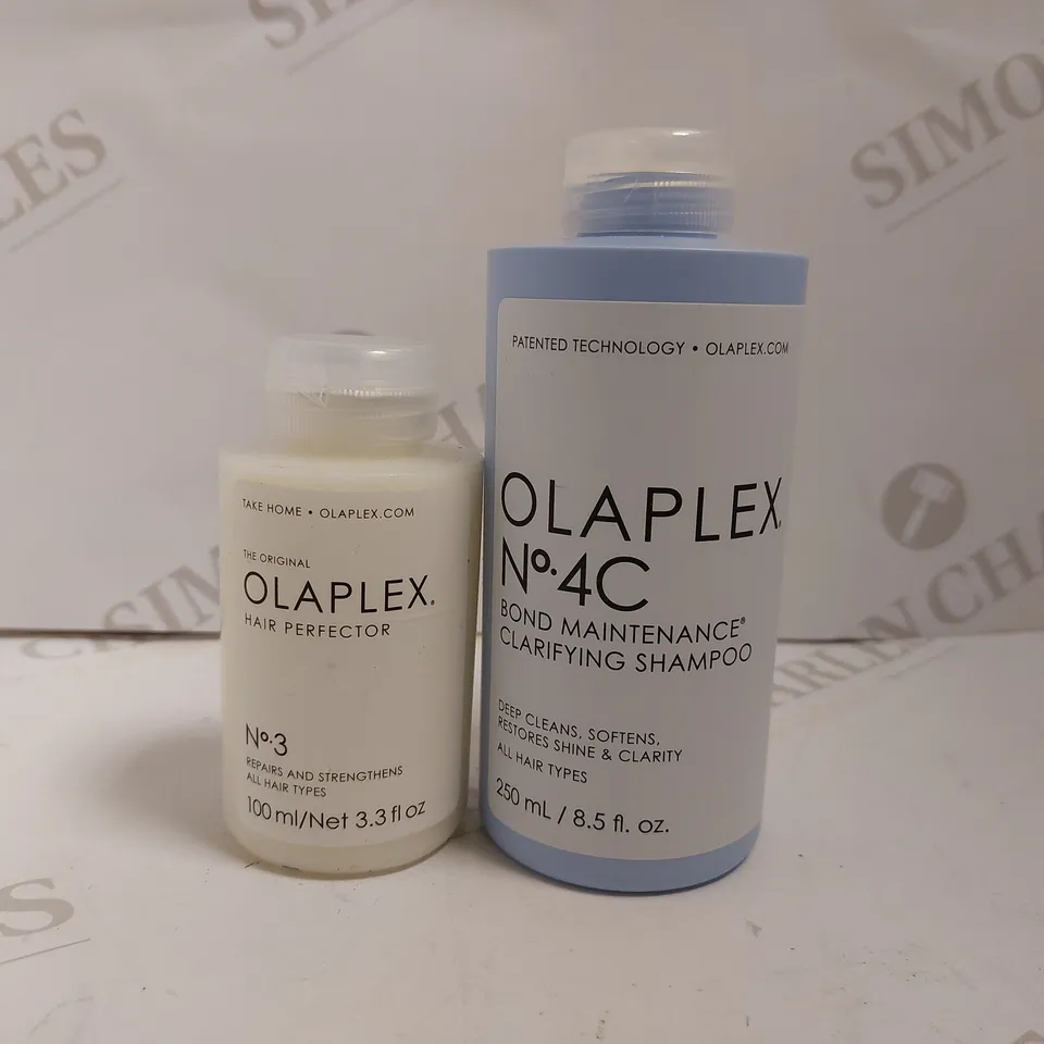 2 OLAPLEX ITEMS TO INCLUDE NO.4C BOND MAINTENANCE SHAMPOO AND NO.3 REPAIR AND STRENGTHENER