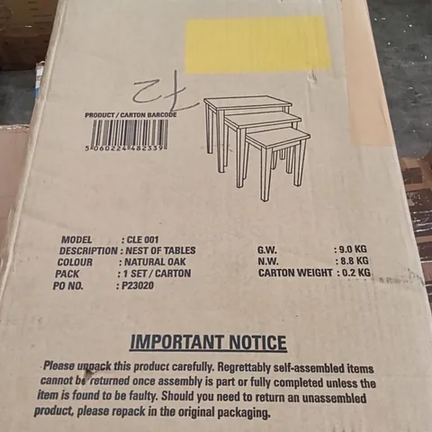 BOXED NEST OF TABLES - NATURAL OAK (1 BOX)