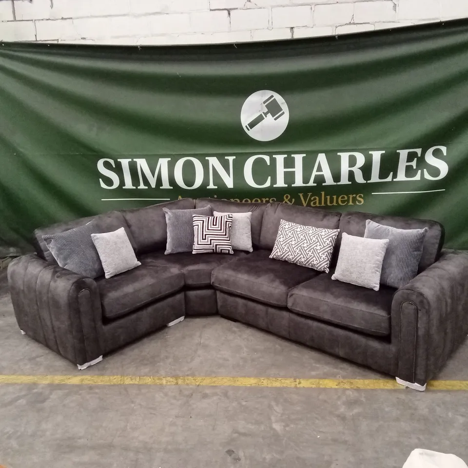 AMARA LEFT HAND DOUBLE ARM CORNER GROUP SOFA - CHARCOAL RRP £2649