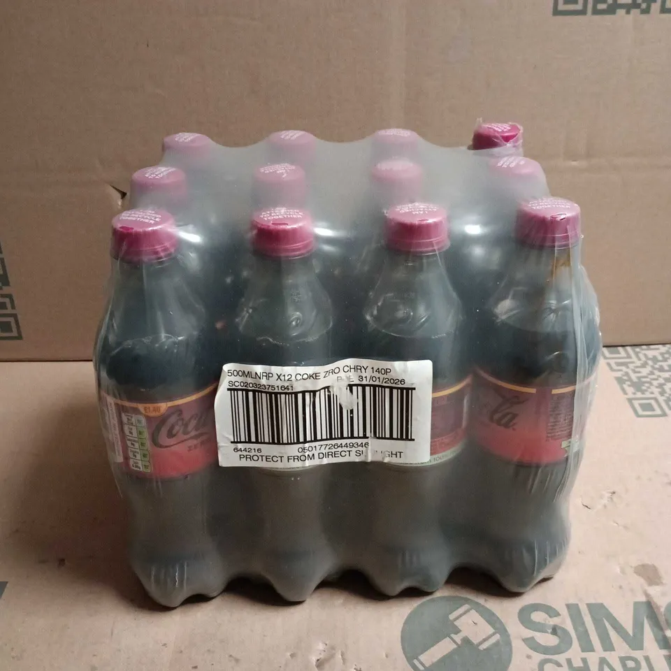 12 X COKE ZERO CHERRY DRINKS - 500ML