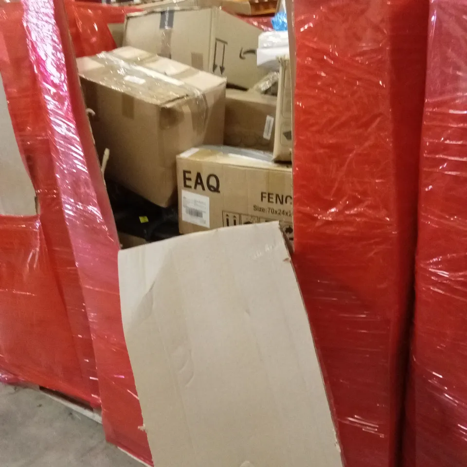 PALLET OF ASSORTED HOUSEHOLD GOODS AND PRODUCTS TO INCLUDE; PLAY MAT, FRYING PANS, CHAPATI MAKER ETC