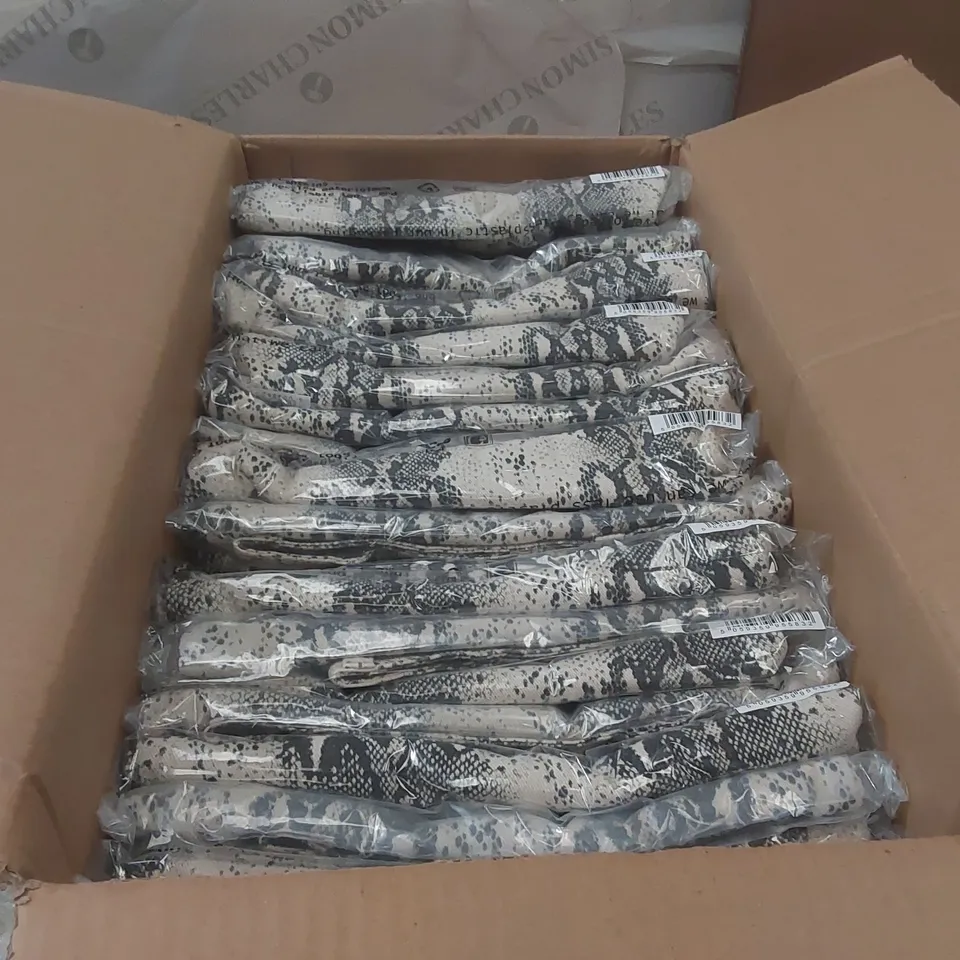 BOX CONTAINING APPROXIMATELY 22x BRAND NEW SIMPLY BE SNAKE PRINT WIDE LEG TROUSERS
