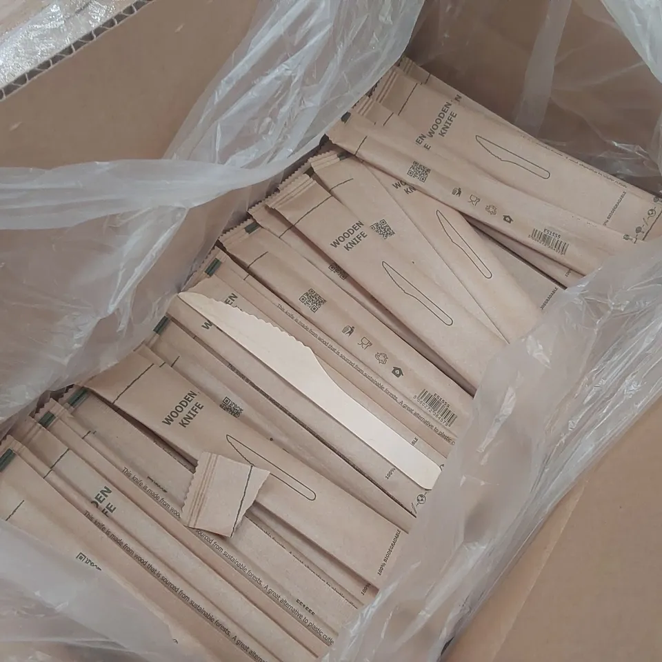 PALLET CONTAINING APPROXIMATELY 28,000 ENVIRONMENTALLY FRIENDLY DISPOSABLE WOODEN KNIVES