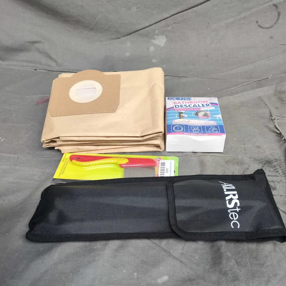 APPROXIMATELY 15 ASSORTED HOUSEHOLD ITEMS TO INCLUDE VACUUM BAGS , DESCALER , ETC 