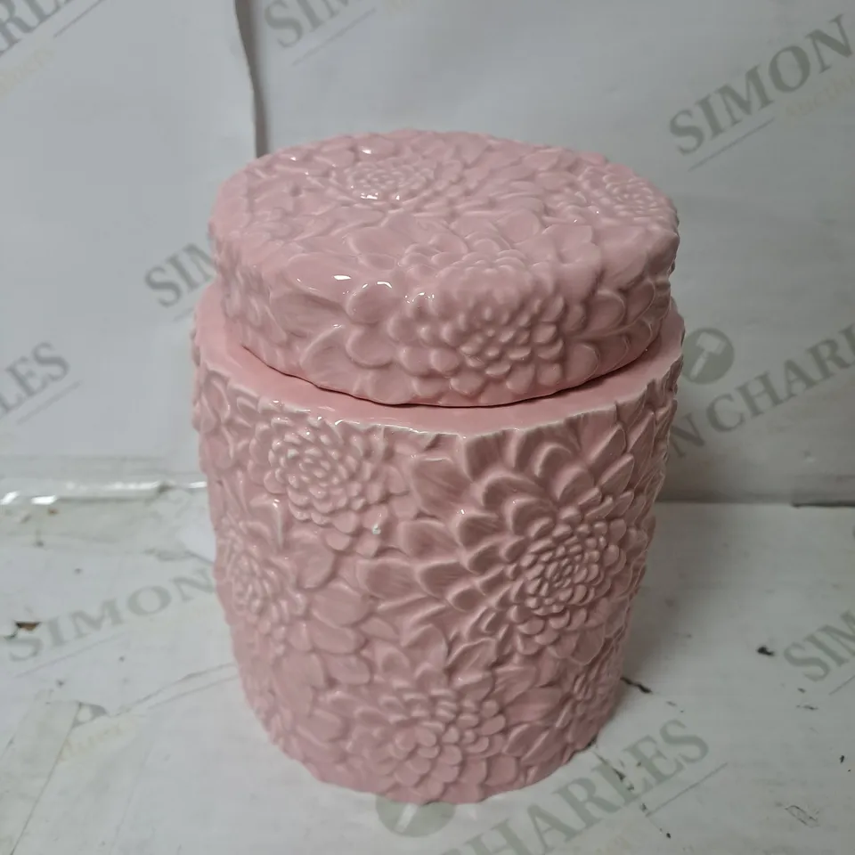 PINK FLORAL DESIGN LIDDED CANDLE HOLDER