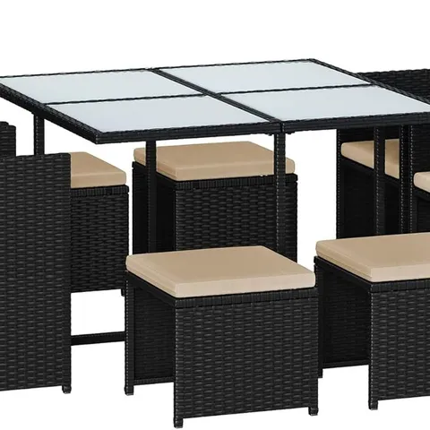 BOXED SONGMICS GARDEN FURNITURE SET DINING TABLE AND CHAIRS, SET OF 9 (3 BOXES)