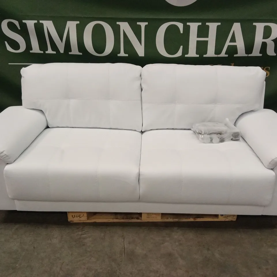 KANSAS 3 SEATER SOFA, WHITE PREMIUM FAUX LEATHER