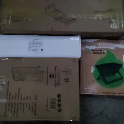 PALLET OF ASSORTED ITEMS INCLUDING OIL FILLED RADIATOR, SHOWER MIXER, NOTEBOOK FOLDING GRILL, YUDA BED FRAME