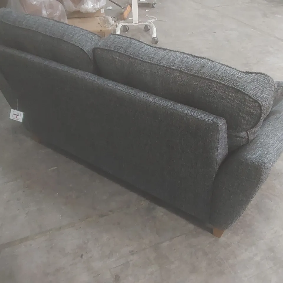 DESIGNER HALSTOW 2 SEATER HIGH BACK FABRIC UPHOLSTERED SOFA - CHARCOAL 