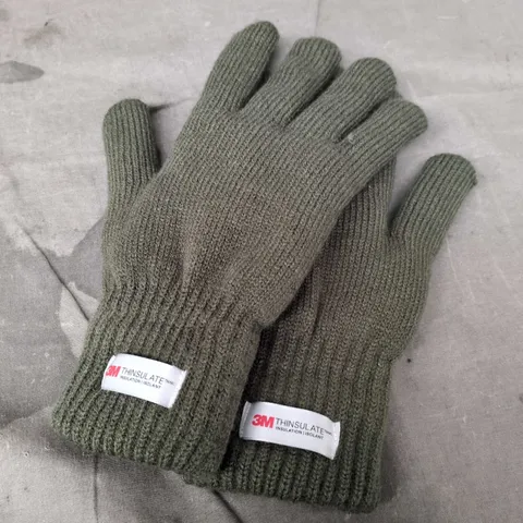 OLIVE GREEN KNIT GLOVES WITH 3M THINSULATE LABEL