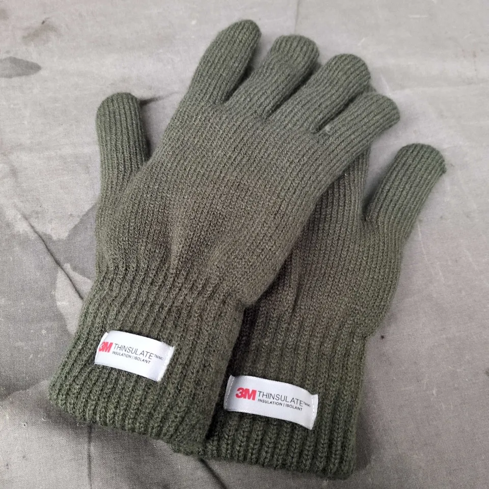 OLIVE GREEN KNIT GLOVES WITH 3M THINSULATE LABEL