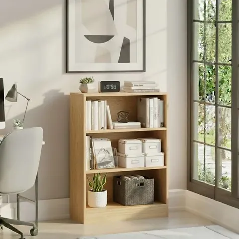 BOXED CAMBRIDGE 3 TIER LOW BOOKCASE - OAK (1 BOX)