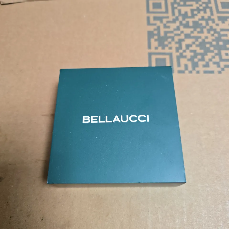 BELLAUCCI SILVER & GOLD-TONE CHAIN NECKLACE + BRACELET SET – HEART PENDANT & TAG (2 PIECES) – BOXED