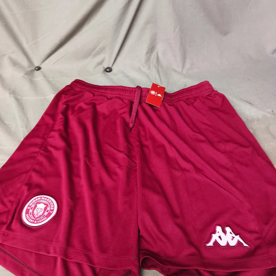 KAPPA WIGAN WARRIORS MEN'S SHORTS – MAROON, UK 3XL (XXX LARGE)