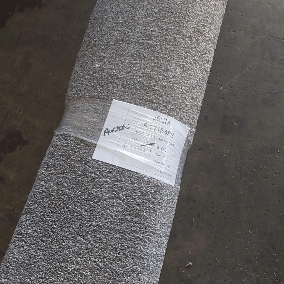 ROLL OF QUALITY GRIFFIN SMOKE FELT BACK CARPET - APPROXIMATELY 1.95 x 4m
