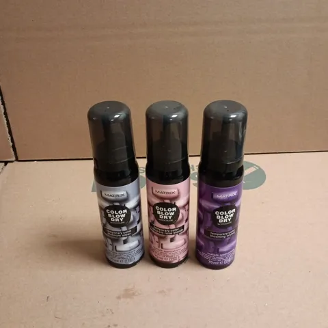 APPROXIMATELY 22 X ASSORTED MATRIX COLOR BLOW DRY HAIR CARE PRODUCTS TO INCLUDE BLOOMING ORCHARD, IRIDESCENT ROSE BLONDE ETC