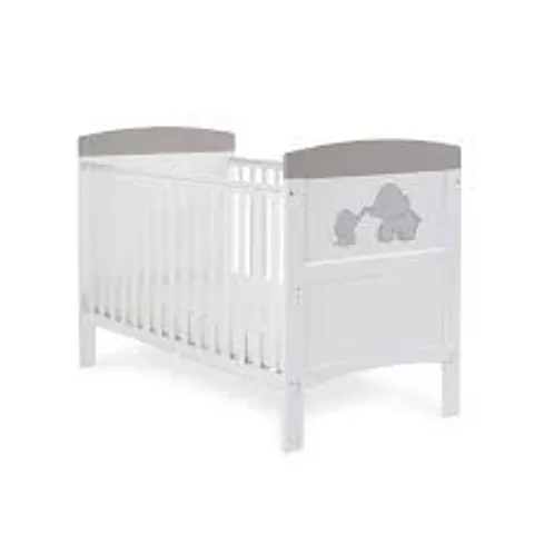 BOXED OBABY GRACE INSPIRE COT BED - ME & MINI ME ELEPHANTS GREY (1 BOX)