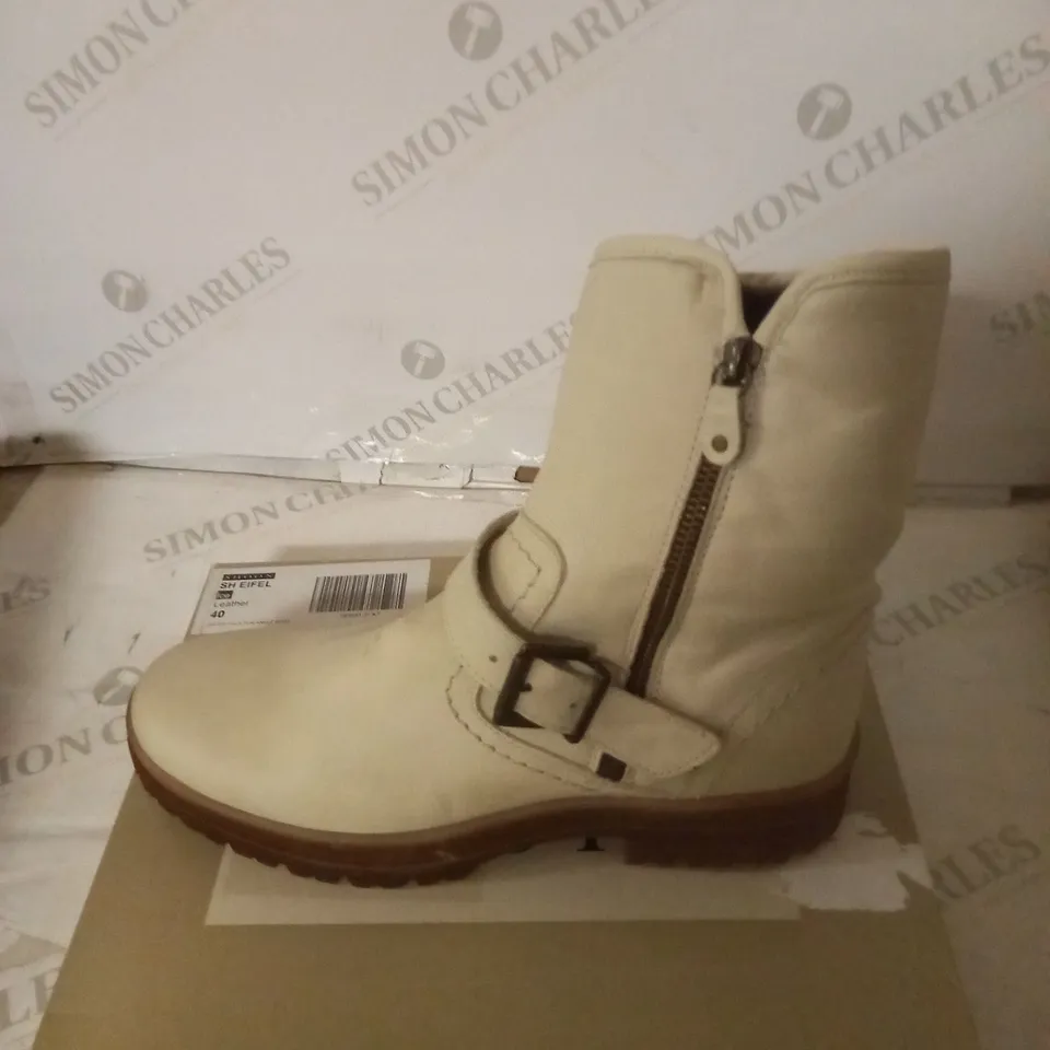 SHOON EIFEL ZIP FAUX FUR LEATHER ANKLE BOOTS, ICE, UK 7