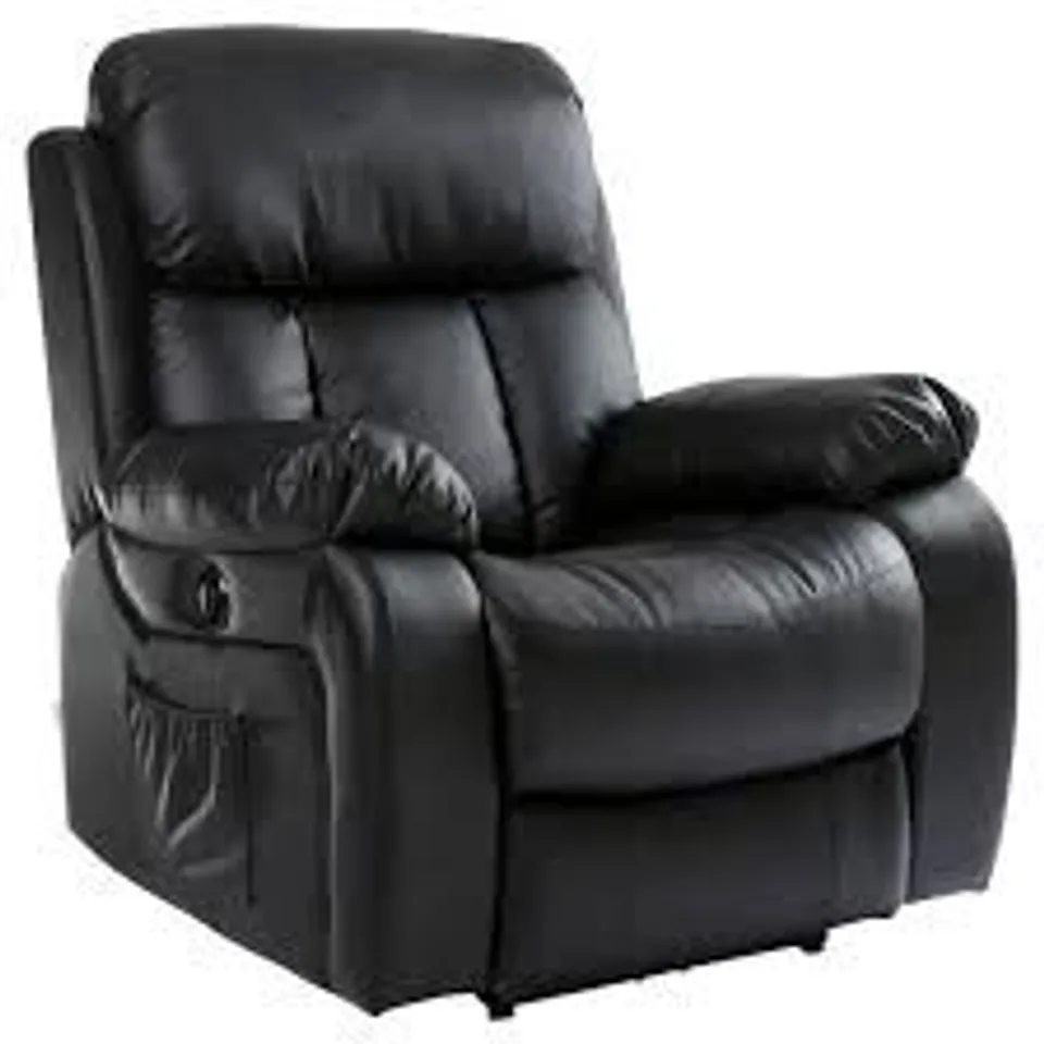 BOXED CHESTER BLACK FAUX LEATHER POWER RECLINING EASY CHAIR (1 BOX)
