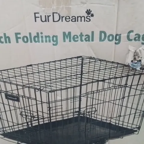 BOXED FURDREAMS 36 INCH FOLDING METAL DOG CAGE