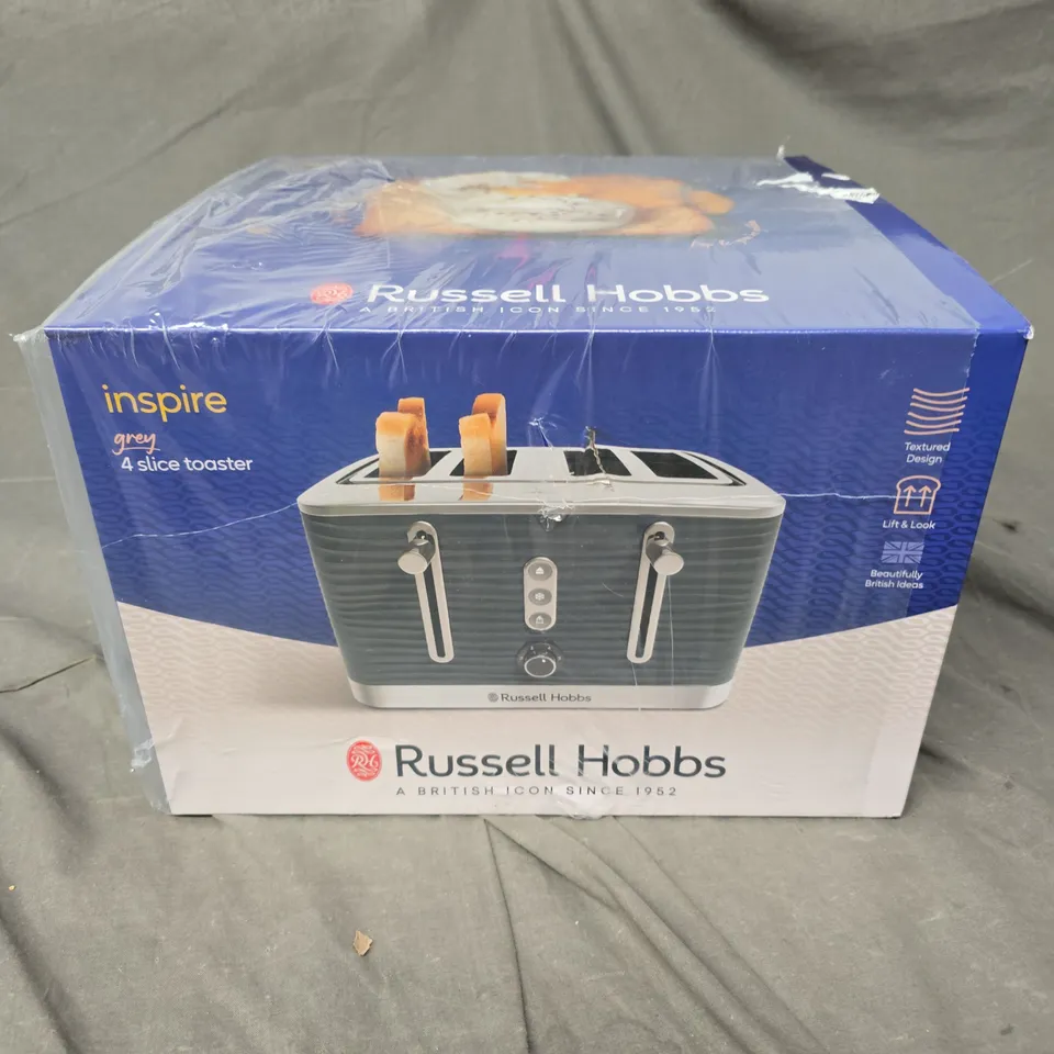 SEALED RUSSELL HOBBS INSPIRE 4 SLICE TOASTER IN GREY 