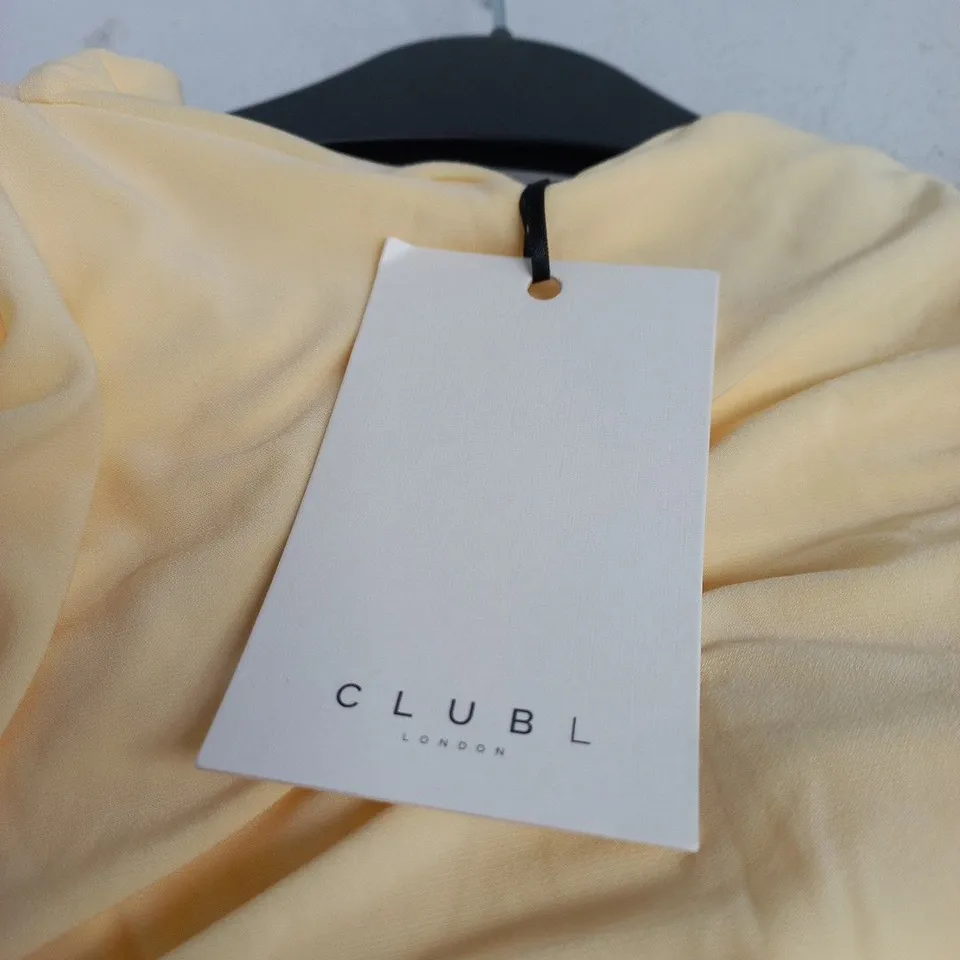 CLUB LONDON ARAMINTA LEMON BARDOT-NECK MATERNITY MAXI DRESS WITH CAPE SLEEVES – UK 10