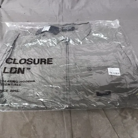 CLOSURE LDN CRINKLE NYLON TECH OVERSHIRT – OLIVE, UK M